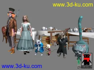 3D打印模型爱丽丝梦游仙境 全主角（附赠茶会桌）的图片