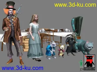 3D打印模型爱丽丝梦游仙境 全主角（附赠茶会桌）的图片