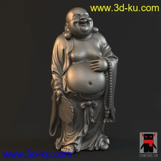 3D打印模型借花献佛（手执蒲扇的笑面佛）的图片