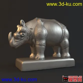3D打印模型犀牛雕塑的图片