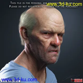 3D打印模型影视角色老男人带贴图材质的图片
