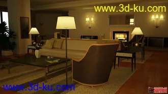 3D打印模型室内晚上灯光的图片