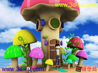 3D打印模型一个小女孩的卡通场景建模  需要的可以下载的图片