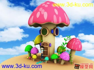 3D打印模型一个小女孩的卡通场景建模  需要的可以下载的图片