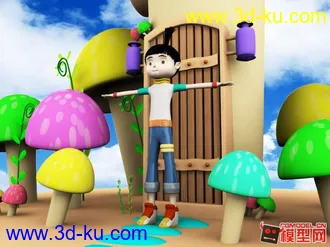 3D打印模型一个小女孩的卡通场景建模  需要的可以下载的图片