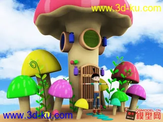 3D打印模型一个小女孩的卡通场景建模  需要的可以下载的图片