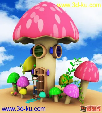 3D打印模型一个小女孩的卡通场景建模  需要的可以下载的图片