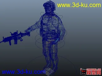 一个亚洲士兵模型，MAX和MAYA格式，分别带绑定的图片