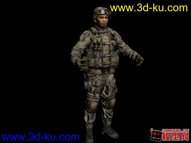 一个亚洲士兵模型，MAX和MAYA格式，分别带绑定的图片4
