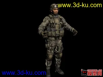 一个亚洲士兵模型，MAX和MAYA格式，分别带绑定的图片