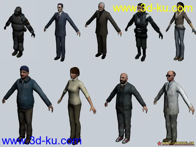 Half Life 2 角色套装！！！【全部带normal+蒙皮+骨骼】模型的图片1