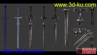 3D打印模型maya精美长剑，写实作品的图片