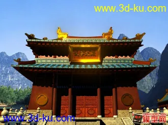 3D打印模型大型古建筑群材质版的图片