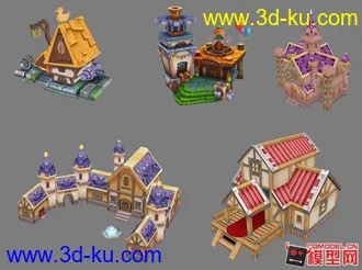 3D打印模型5个Q版建筑的图片