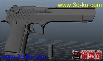 3D打印模型一把写实的沙漠之鹰和一颗子弹的图片