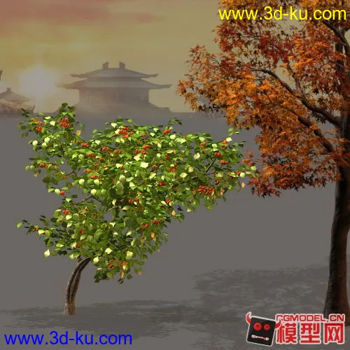 枣树来自ArchVol.061加黄昏灯光模型的图片1