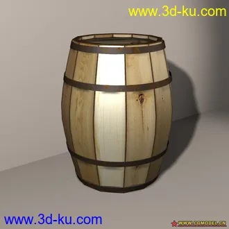 3D打印模型游戏场景道具木桶的图片