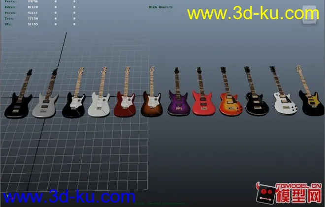自己做的几款经典电吉他打包模型下载的图片1