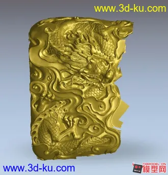 做茶盘或者砚台用的龙模型 不是绝对的3D也不是浮雕 挺有意思的 STL格式的图片