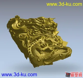 做茶盘或者砚台用的龙模型 不是绝对的3D也不是浮雕 挺有意思的 STL格式的图片