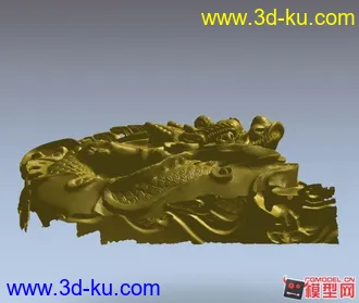 做茶盘或者砚台用的龙模型 不是绝对的3D也不是浮雕 挺有意思的 STL格式的图片