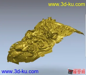 做茶盘或者砚台用的龙模型 不是绝对的3D也不是浮雕 挺有意思的 STL格式的图片