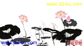 3D打印模型Max水墨荷花的图片