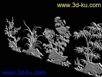 3D打印模型梅兰竹菊浅浮雕的图片