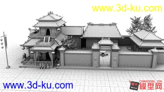 3D打印模型一个古代楼，的图片