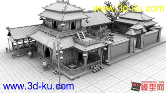 3D打印模型一个古代楼，的图片