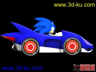 3D打印模型索尼克和它的赛车的图片