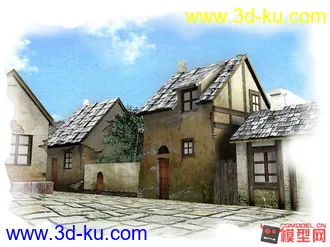 3D打印模型场景，小镇一角的图片