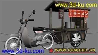 3D打印模型日本拉麵小販拖車的图片