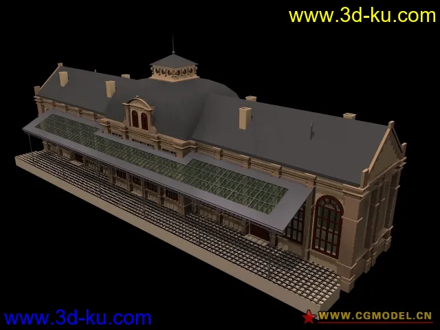 古代欧式火车站模型的图片1