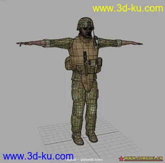 一个高质量四角面带贴图的美国海军陆战队士兵模型的图片