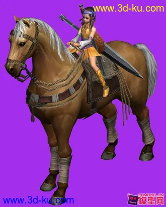 3D打印模型骑马女孩的图片