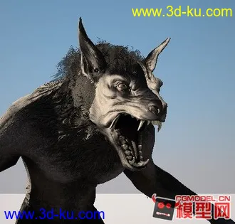 3D打印模型有骨骼绑定可调节表情的狼人的图片