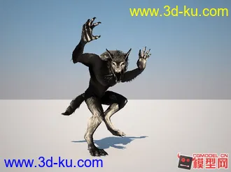 3D打印模型有骨骼绑定可调节表情的狼人的图片