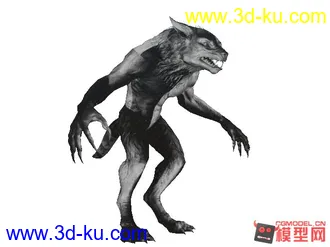 3D打印模型有骨骼绑定可调节表情的狼人的图片