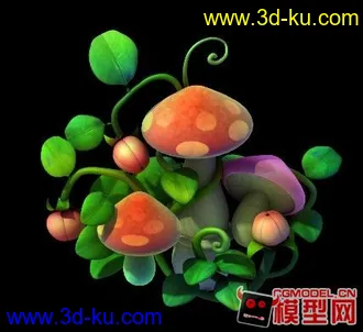 3D打印模型Q版游戏资源MAX源文件花草卡伊蘑菇的图片