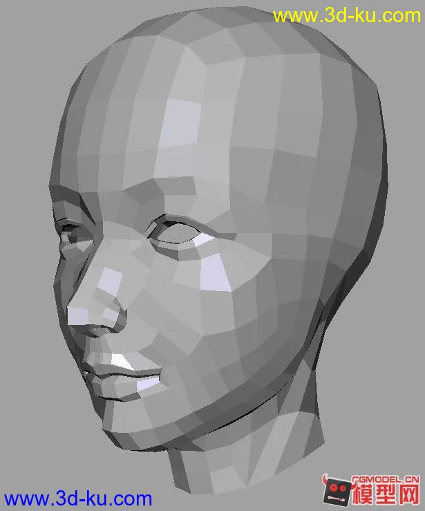 精简面数 女青年头部建模 maya 模型下载的图片1