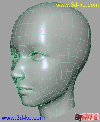 精简面数 女青年头部建模 maya 模型下载的图片