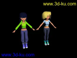 3D打印模型卡通角色男女和贴加上贴图附加走路和几个待机动画的图片