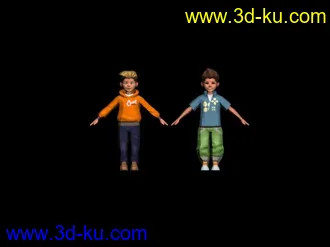 3D打印模型卡通角色男女和贴加上贴图附加走路和几个待机动画的图片