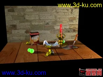 3D打印模型呵呵，贴了材质的场景物品的图片
