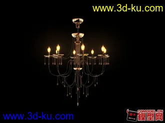 水晶吊灯模型下载，带水晶材质，欧美风的图片