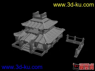 3D打印模型自己制作的古楼建筑场景的图片