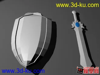 3D打印模型盾牌和剑的图片