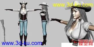 3D打印模型拿枪的牛仔女郎的图片