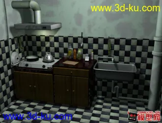 3D打印模型厨房室内场景的图片